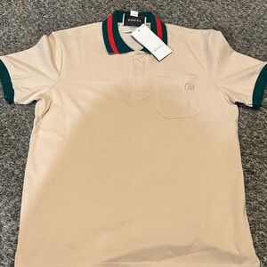 Gucci Beige Polo with Green and Red Trim